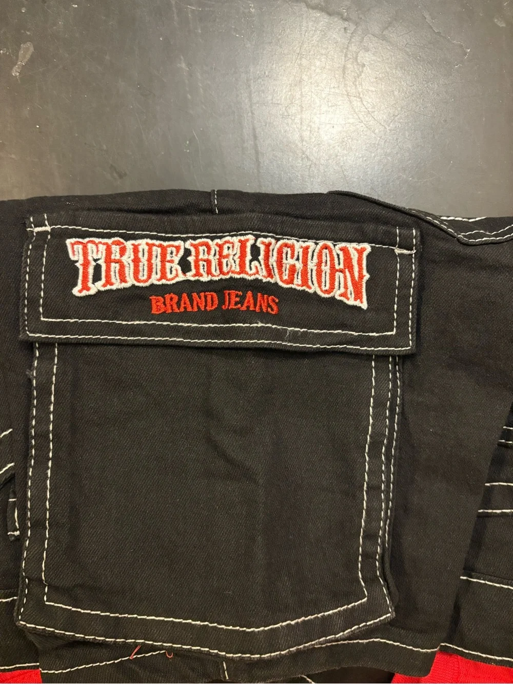 True Religion Red Short Sleeve Tee with Bold Logo